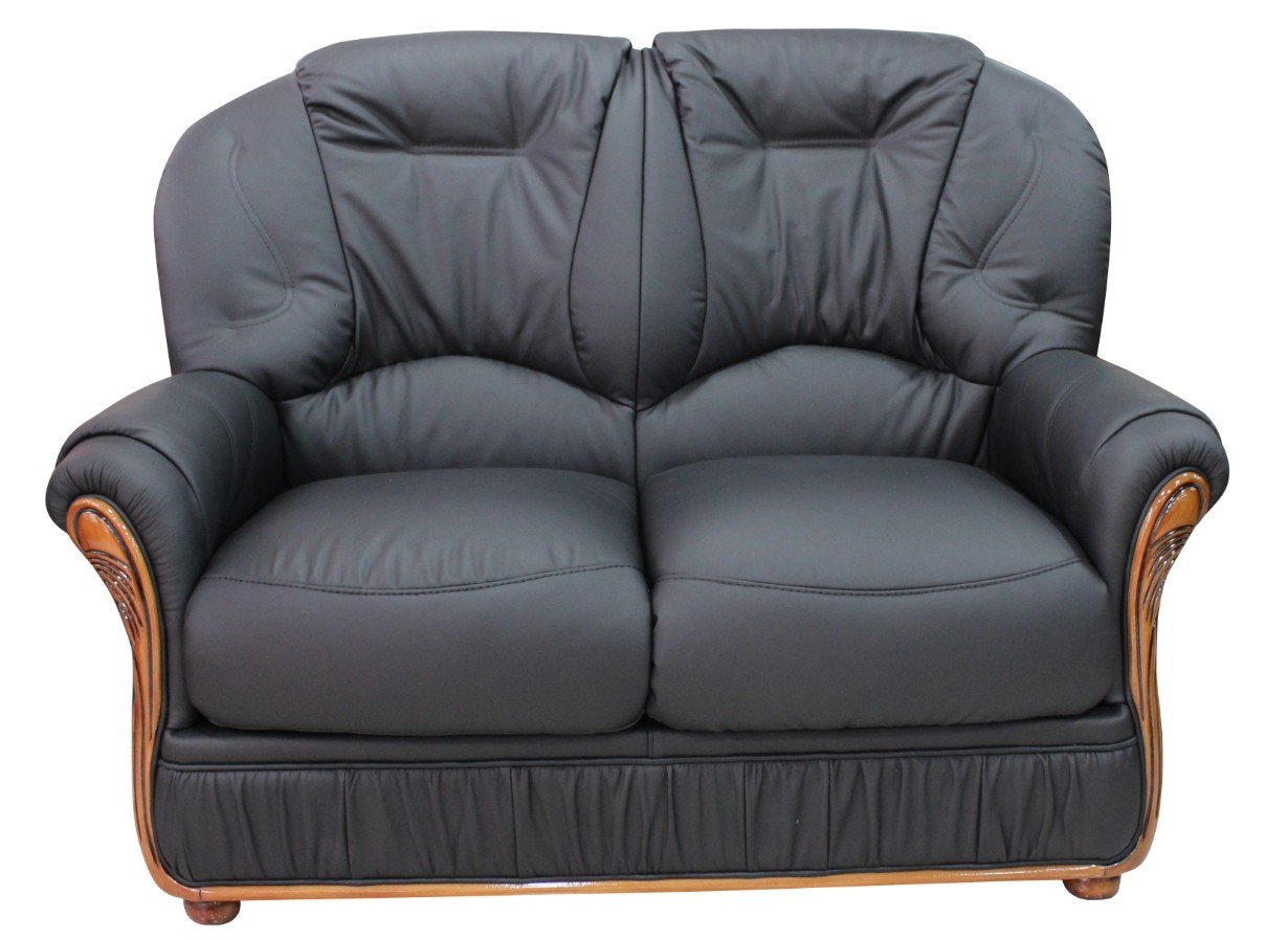 Product photograph of Debora Handmade 2 Seater Sofa Settee Genuine Italian Black Real Leather from Chesterfield Sofas