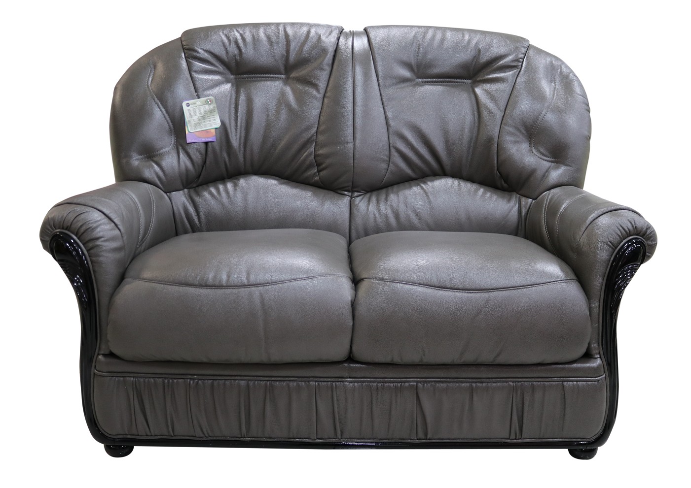 Product photograph of Debora Handmade 2 Seater Sofa Settee Genuine Italian Dark Grey Real Leather from Chesterfield Sofas