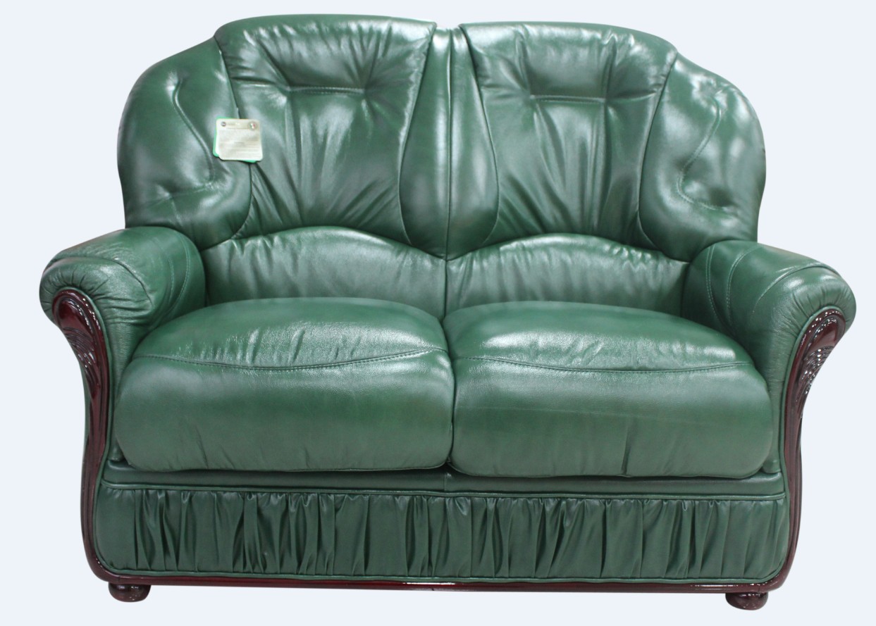 Product photograph of Debora Handmade 2 Seater Sofa Settee Genuine Italian Green Real Leather from Chesterfield Sofas
