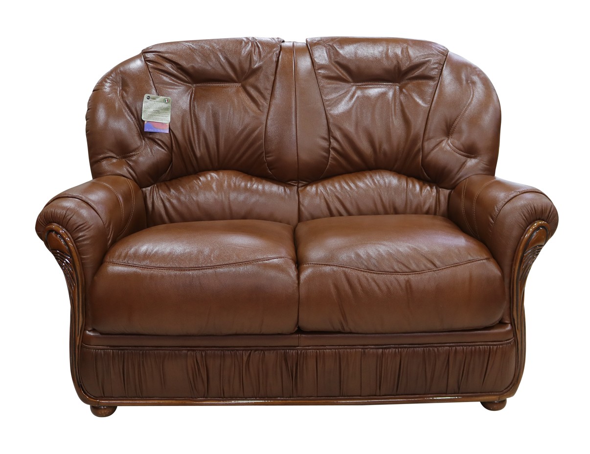 Product photograph of Debora Handmade 2 Seater Sofa Settee Genuine Italian Tabak Brown Real Leather from Chesterfield Sofas