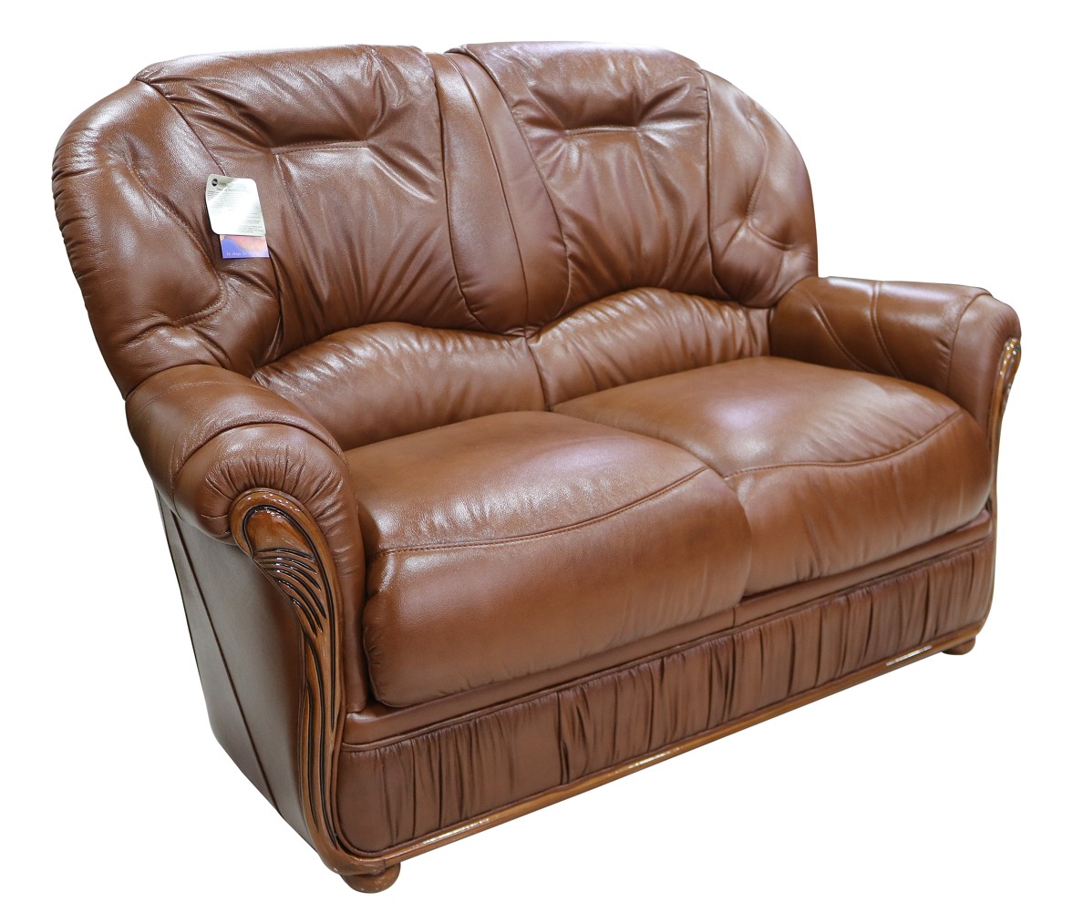 Product photograph of Debora Handmade 2 Seater Sofa Settee Genuine Italian Tabak Brown Real Leather from Chesterfield Sofas.