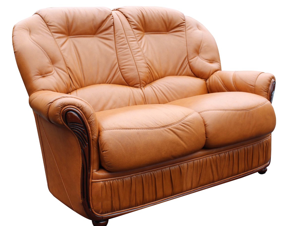 Product photograph of Debora Handmade 2 Seater Sofa Settee Genuine Italian Tan Real Leather from Chesterfield Sofas.