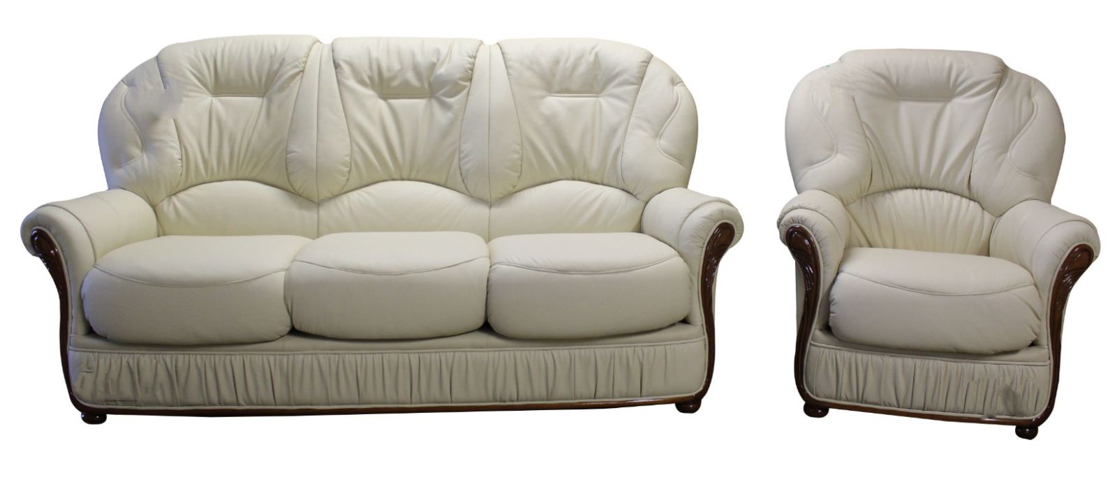 Product photograph of Debora Handmade 3 Seater Armchair Sofa Suite Genuine Italian Cream Real Leather from Chesterfield Sofas