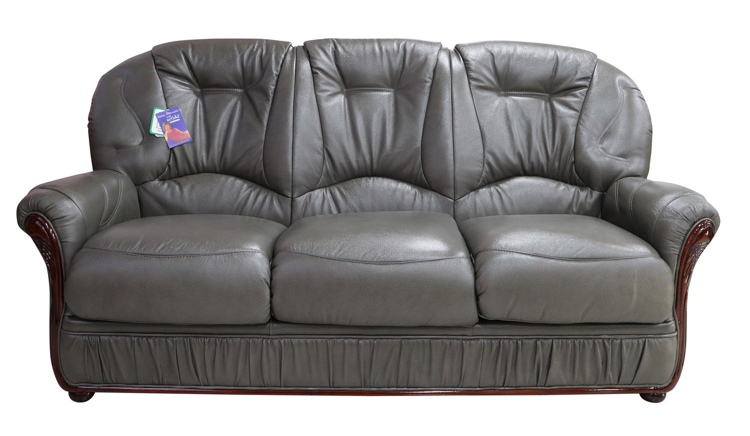Product photograph of Debora Handmade 3 Seater Sofa Settee Genuine Italian Dark Grey Real Leather from Chesterfield Sofas