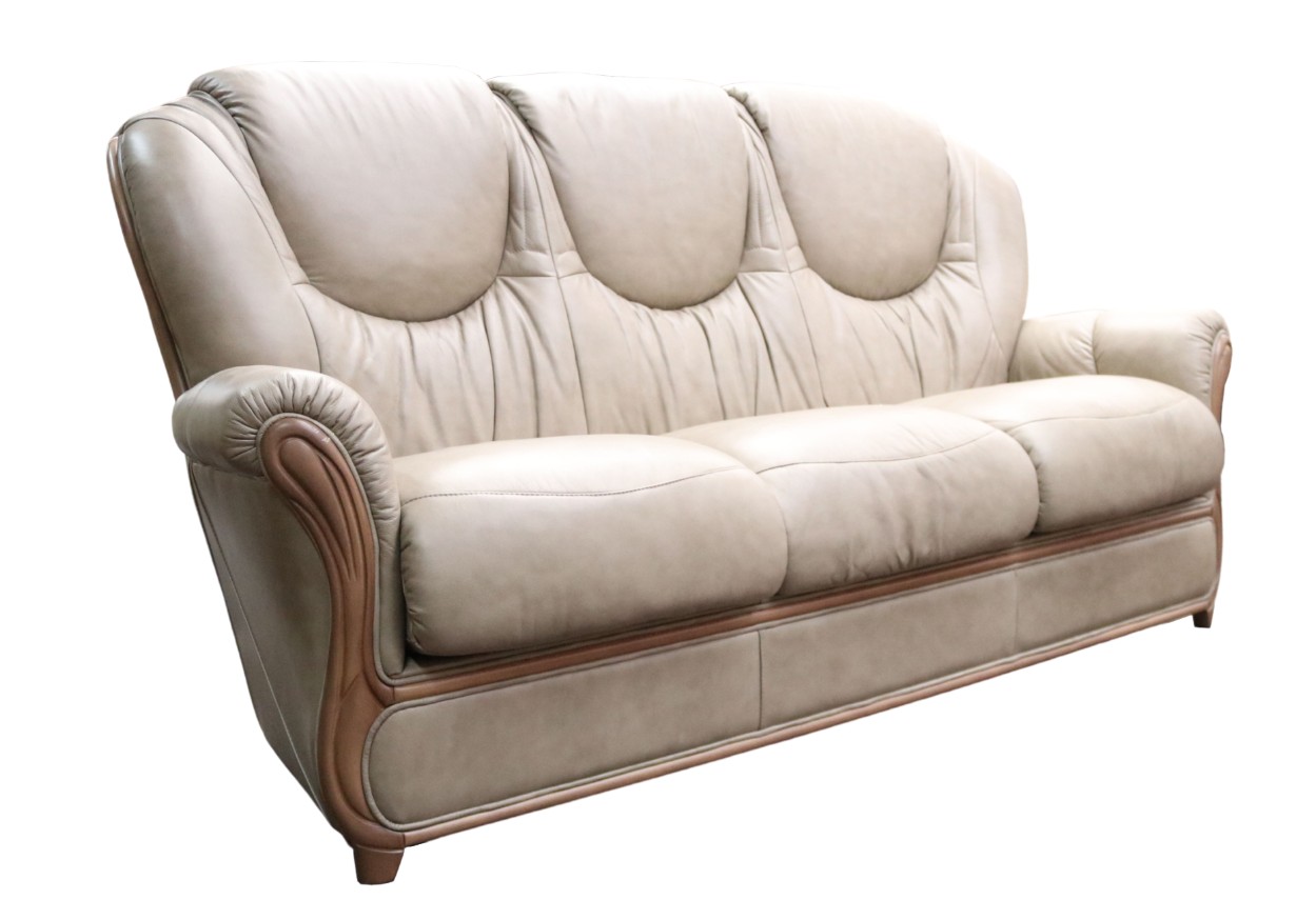 Product photograph of Debora Handmade 3 Seater Sofa Settee Genuine Italian Dove Grey Real Leather from Chesterfield Sofas.