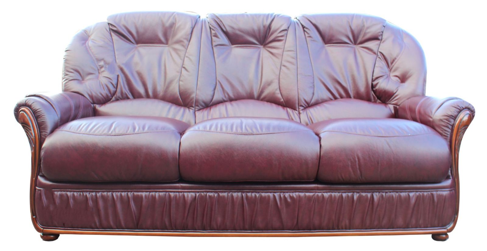Product photograph of Debora Handmade 3 Seater Sofa Settee In Genuine Italian Burgundy Real Leather from Chesterfield Sofas