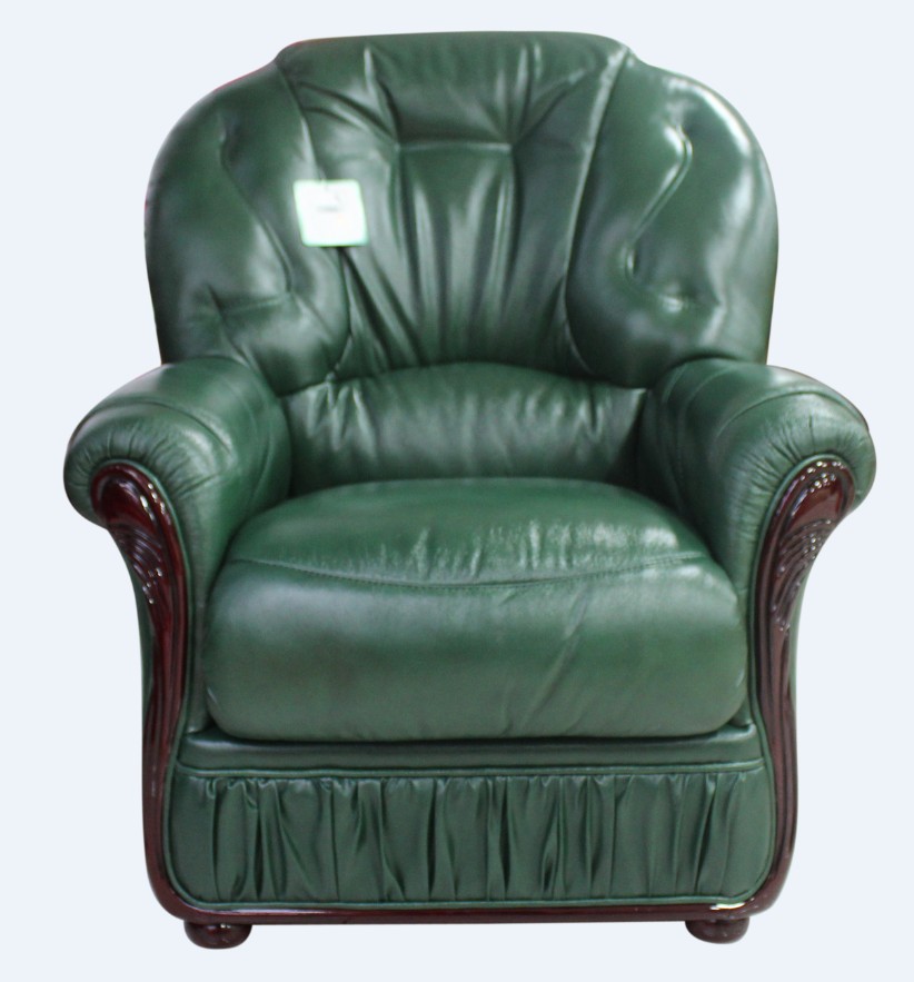 Product photograph of Debora Handmade Sofa Armchair Genuine Italian Green Real Leather from Chesterfield Sofas