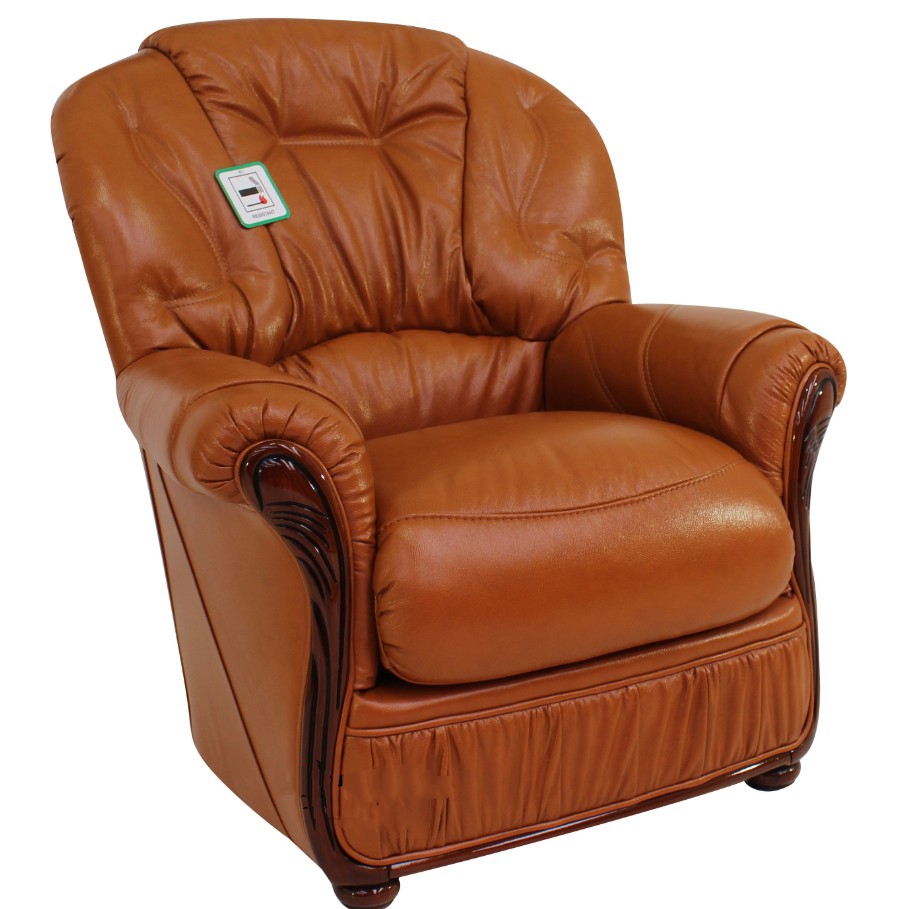 Product photograph of Debora Handmade Sofa Armchair Genuine Italian Tan Real Leather from Chesterfield Sofas.