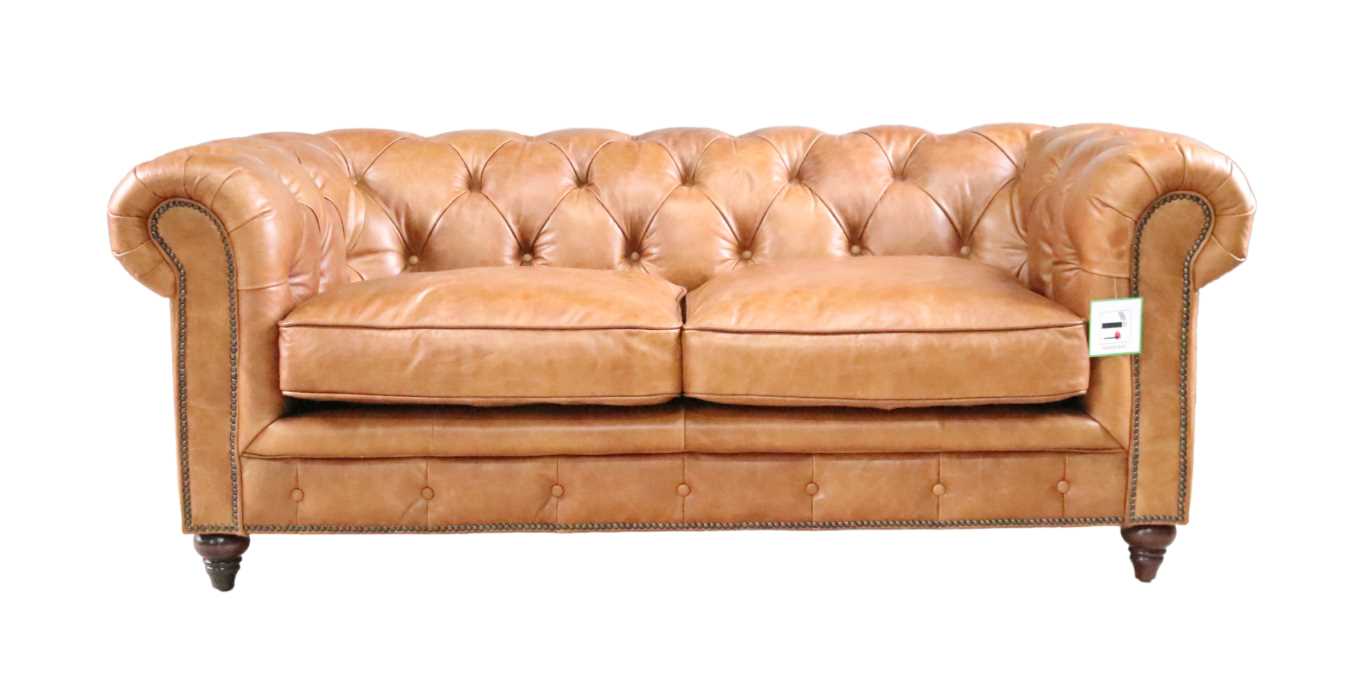 Product photograph of Earle Chesterfield 2 Seater Sofa Nappa Caramel Tan Brown Real Leather from Chesterfield Sofas
