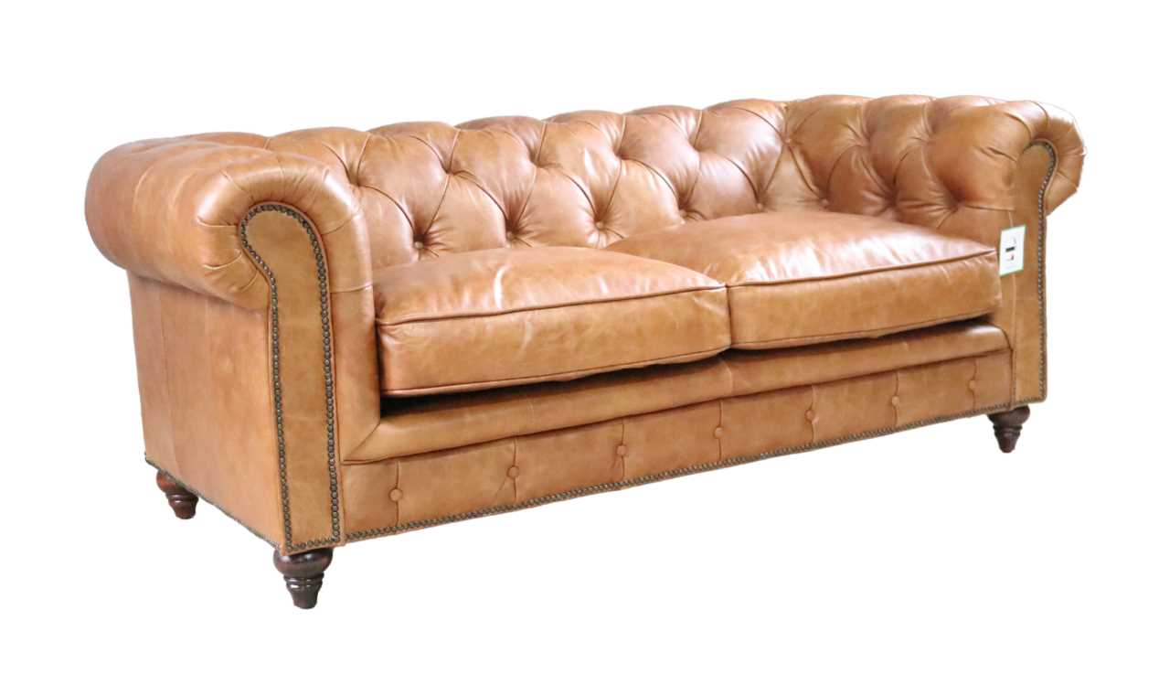 Product photograph of Earle Chesterfield 2 Seater Sofa Nappa Caramel Tan Brown Real Leather from Chesterfield Sofas.