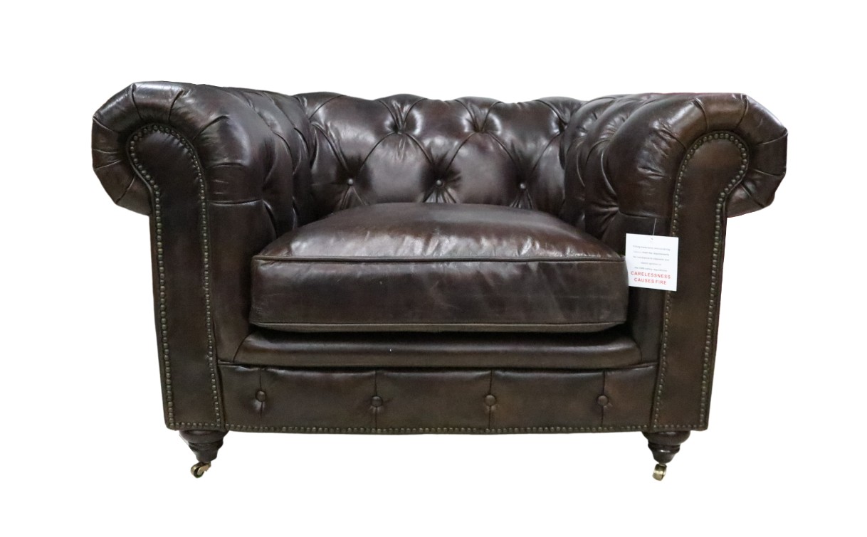 Product photograph of Earle Chesterfield Club Chair Vintage Tobacco Brown Real Distressed Leather from Chesterfield Sofas