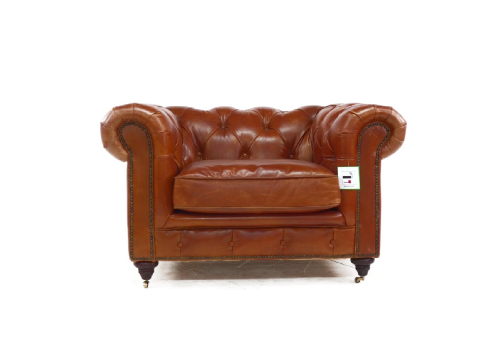 Product photograph of Earle Chesterfield Club Chair Vintage Tan Distressed Real Leather from Chesterfield Sofas.