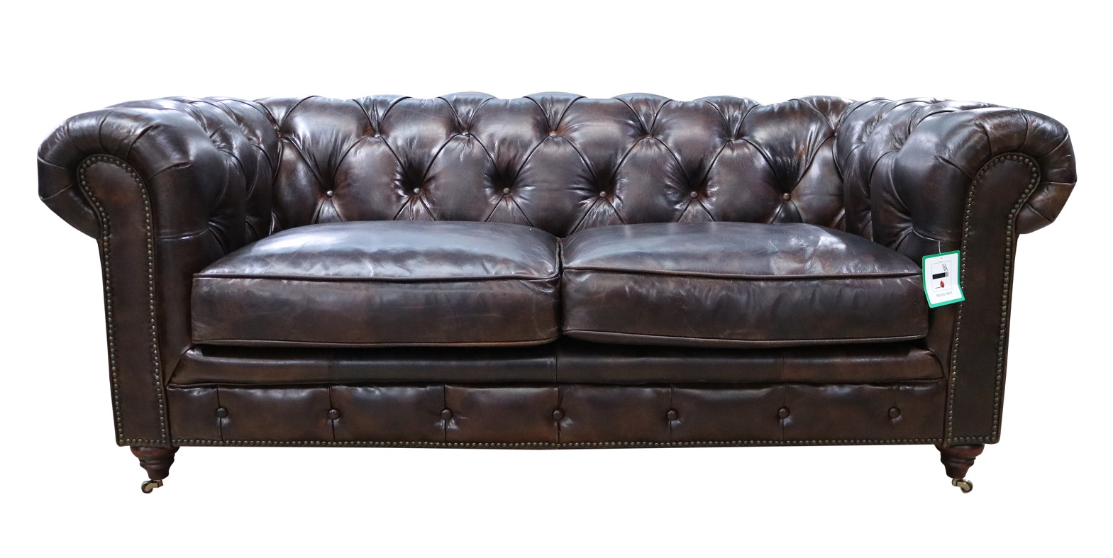 Product photograph of Earle Grande 2 Seater Chesterfield Tobacco Brown Real Leather Sofa from Chesterfield Sofas