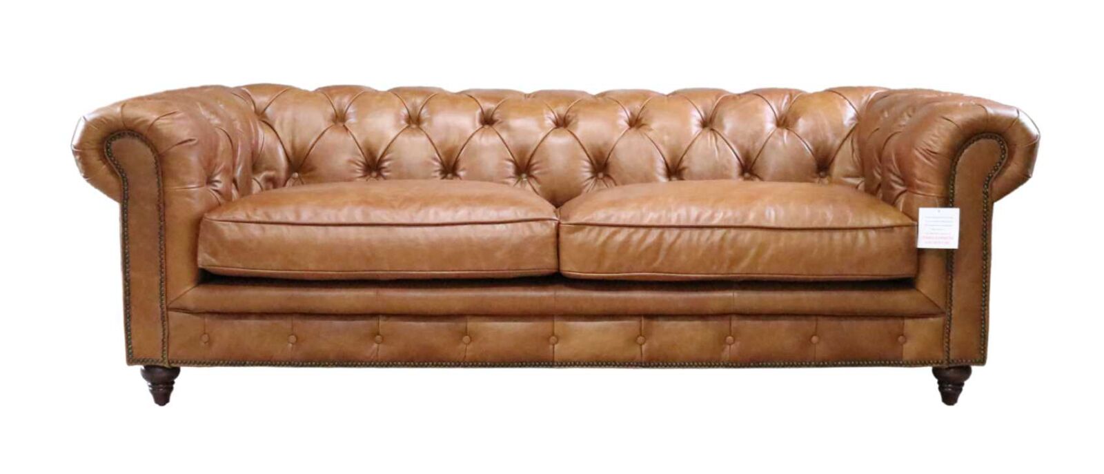 Product photograph of Earle Grande 3 Seater Chesterfield Nappa Caramel Tan Brown Real Leather Sofa from Chesterfield Sofas