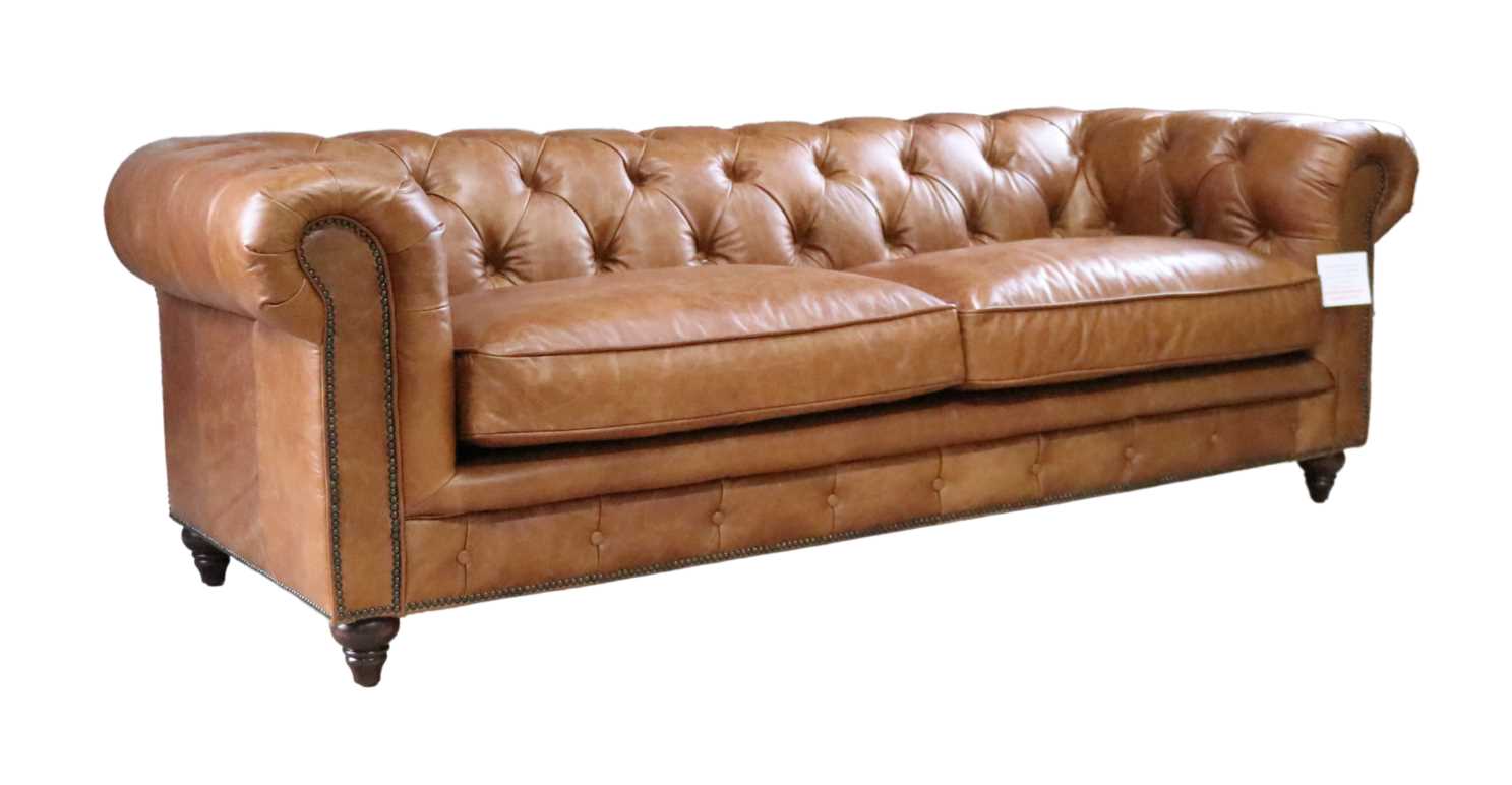 Product photograph of Earle Grande 3 Seater Chesterfield Nappa Caramel Tan Brown Real Leather Sofa from Chesterfield Sofas.