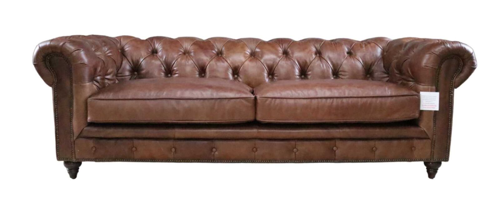 Product photograph of Earle Grande 3 Seater Chesterfield Nappa Chocolate Brown Real Leather Sofa from Chesterfield Sofas