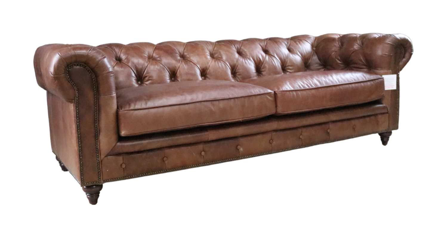 Product photograph of Earle Grande 3 Seater Chesterfield Nappa Chocolate Brown Real Leather Sofa from Chesterfield Sofas.