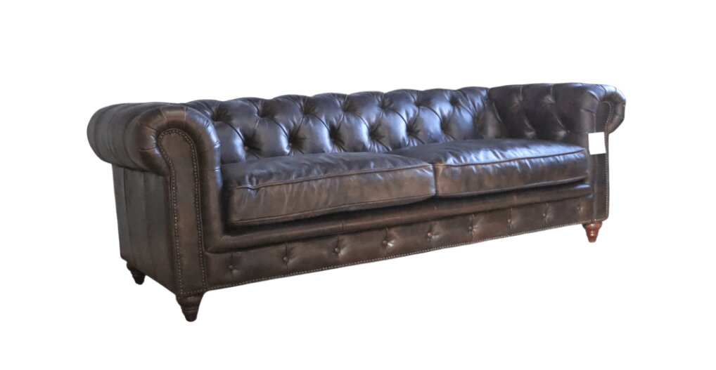 Product photograph of Earle Grande 3 Seater Chesterfield Tobacco Brown Real Leather Sofa from Chesterfield Sofas.