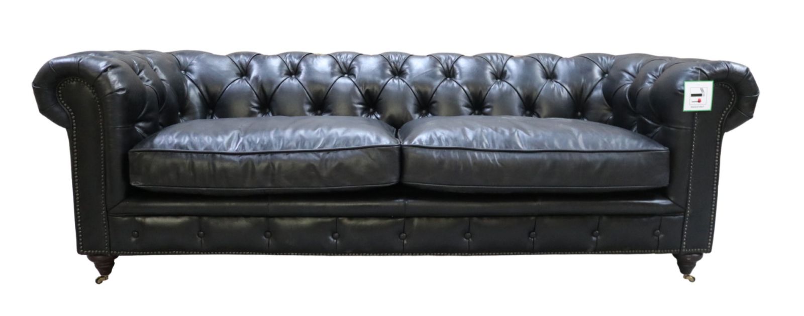 Product photograph of Earle Grande Chesterfield 3 Seater Vintage Black Real Leather Sofa from Chesterfield Sofas