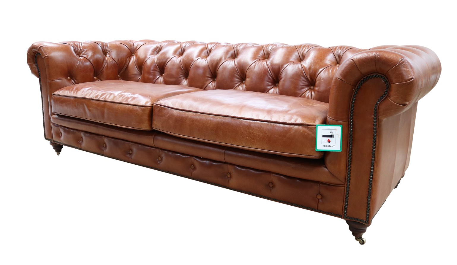 Product photograph of Earle Grande Chesterfield 3 Seater Vintage Tan Real Leather Sofa from Chesterfield Sofas.