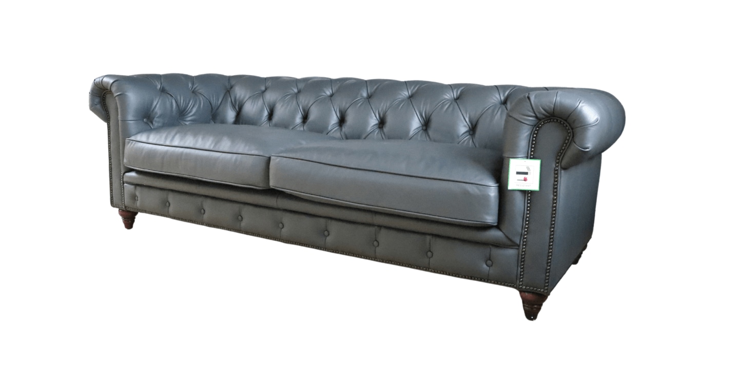 Product photograph of Earle Grande Handmade 3 Seater Chesterfield Sofa Nappa Grey Real Leather from Chesterfield Sofas.