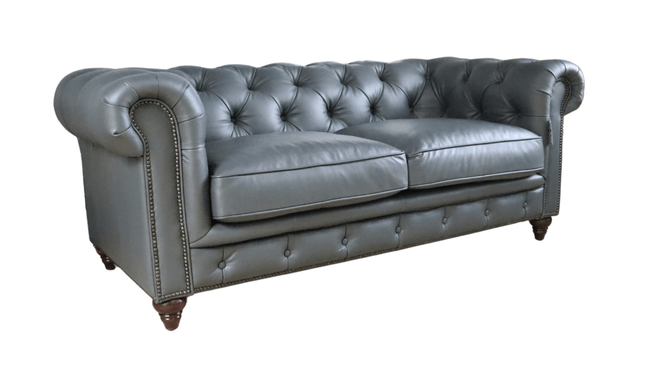 Product photograph of Earle Handmade Chesterfield 2 Seater Sofa Nappa Grey Real Leather from Chesterfield Sofas.