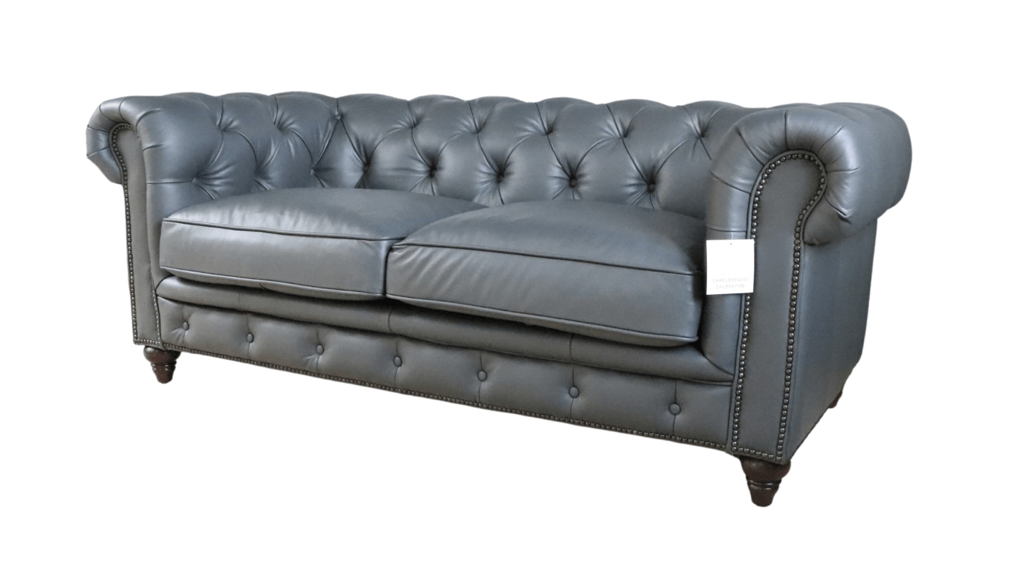 Product photograph of Earle Handmade Chesterfield 2 Seater Sofa Nappa Grey Real Leather from Chesterfield Sofas.