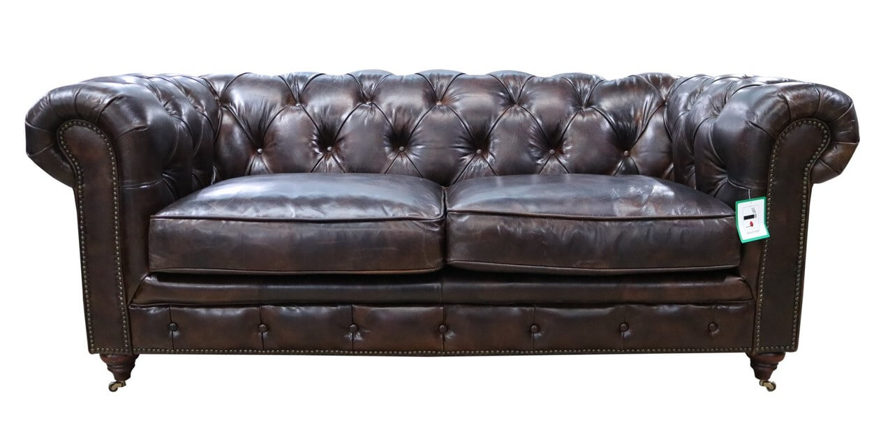 Product photograph of Earle Handmade Chesterfield 2 Seater Sofa Tobacco Brown Real Leather In Stock from Chesterfield Sofas