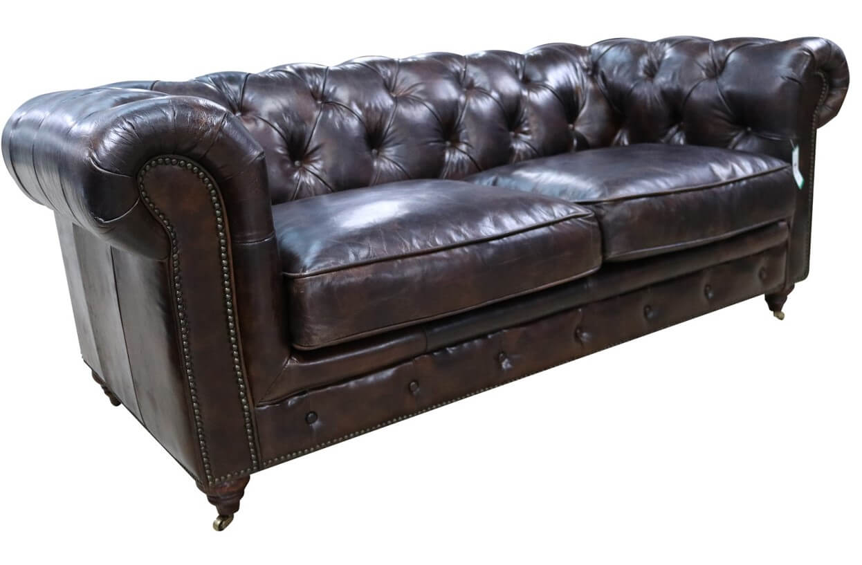 Product photograph of Earle Handmade Chesterfield 2 Seater Sofa Tobacco Brown Real Leather In Stock from Chesterfield Sofas.