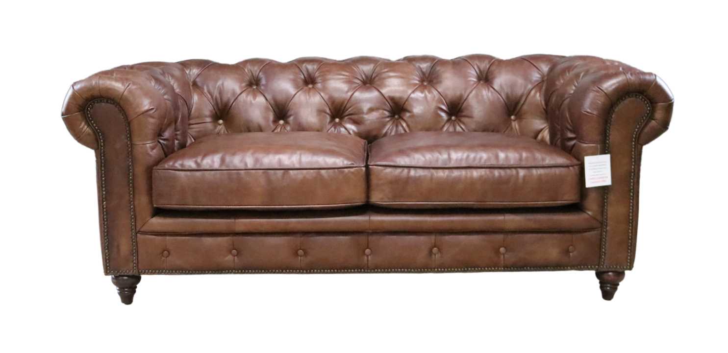 Product photograph of Earle Vintage 2 Seater Chesterfield Sofa Nappa Chocolate Brown Real Leather from Chesterfield Sofas.