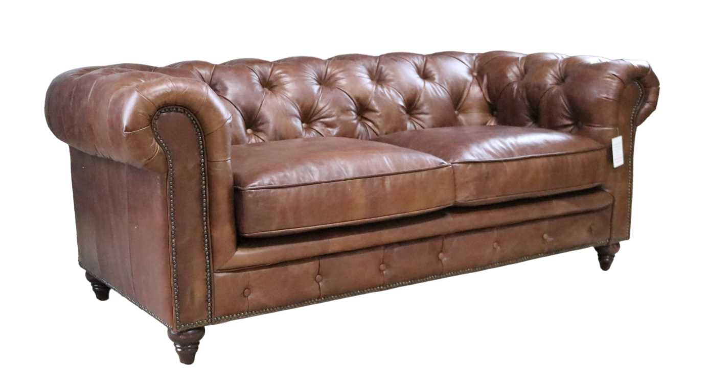 Product photograph of Earle Vintage 2 Seater Chesterfield Sofa Nappa Chocolate Brown Real Leather from Chesterfield Sofas.