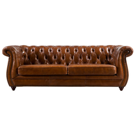 Product photograph of Edmund Chesterfield 3 Seater Sofa Settee Buttoned Vintage Distressed Tan Real Leather from Chesterfield Sofas