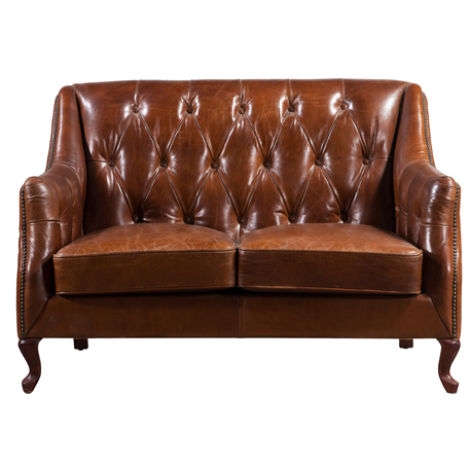 Product photograph of Eton Vintage 2 Seater Distressed Leather Button Amp Stud Sofa from Chesterfield Sofas