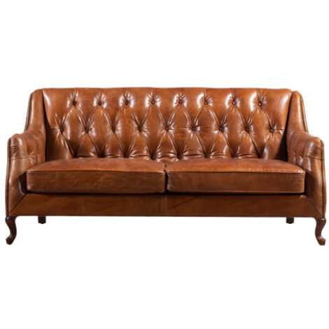 Product photograph of Eton Vintage 3 Seater Distressed Leather Button Amp Stud Sofa from Chesterfield Sofas