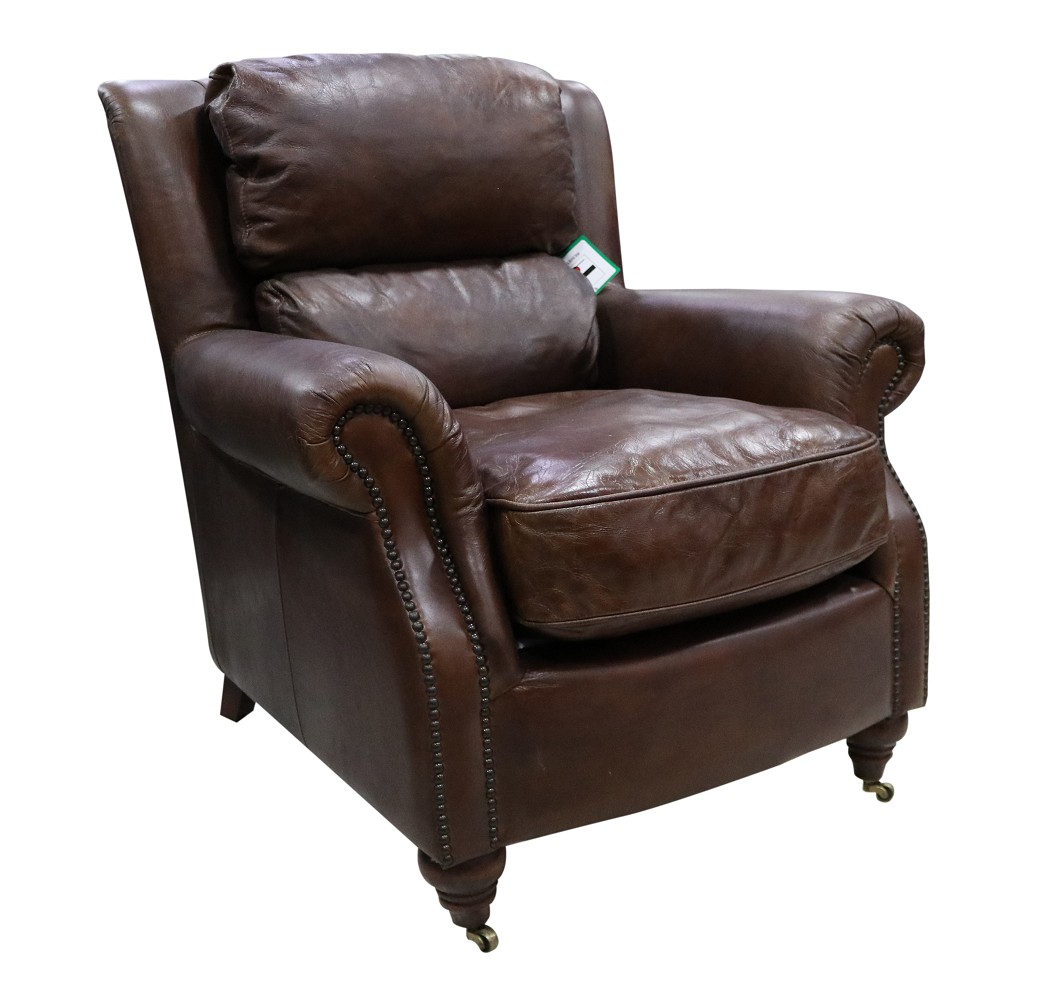 Product photograph of Florence Handmade Armchair Vintage Brown Distressed Real Leather from Chesterfield Sofas