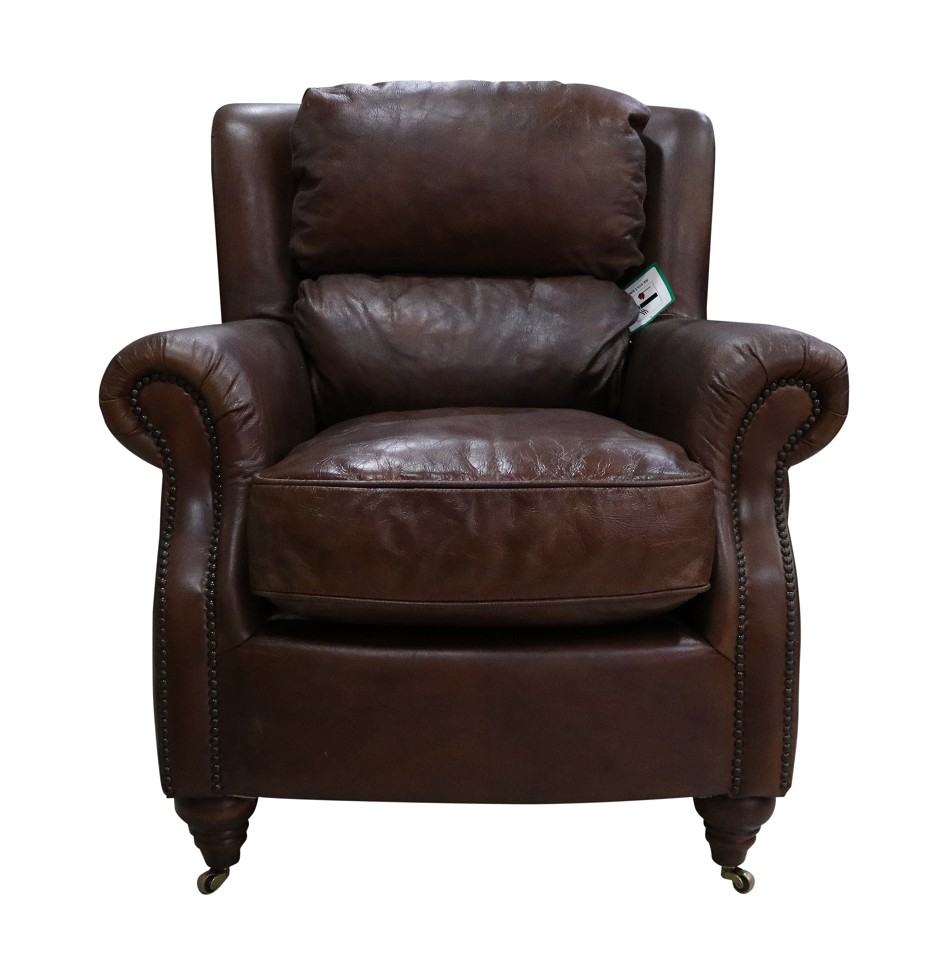 Product photograph of Florence Handmade Armchair Vintage Brown Distressed Real Leather from Chesterfield Sofas.