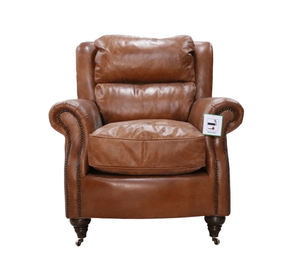 Product photograph of Florence Handmade Armchair Vintage Tan Distressed Real Leather from Chesterfield Sofas.