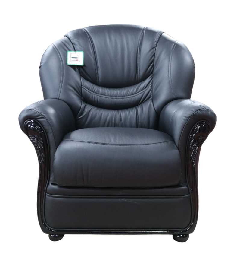 Product photograph of Florence Handmade Genuine Italian Black Leather Sofa Armchair In Stock from Chesterfield Sofas
