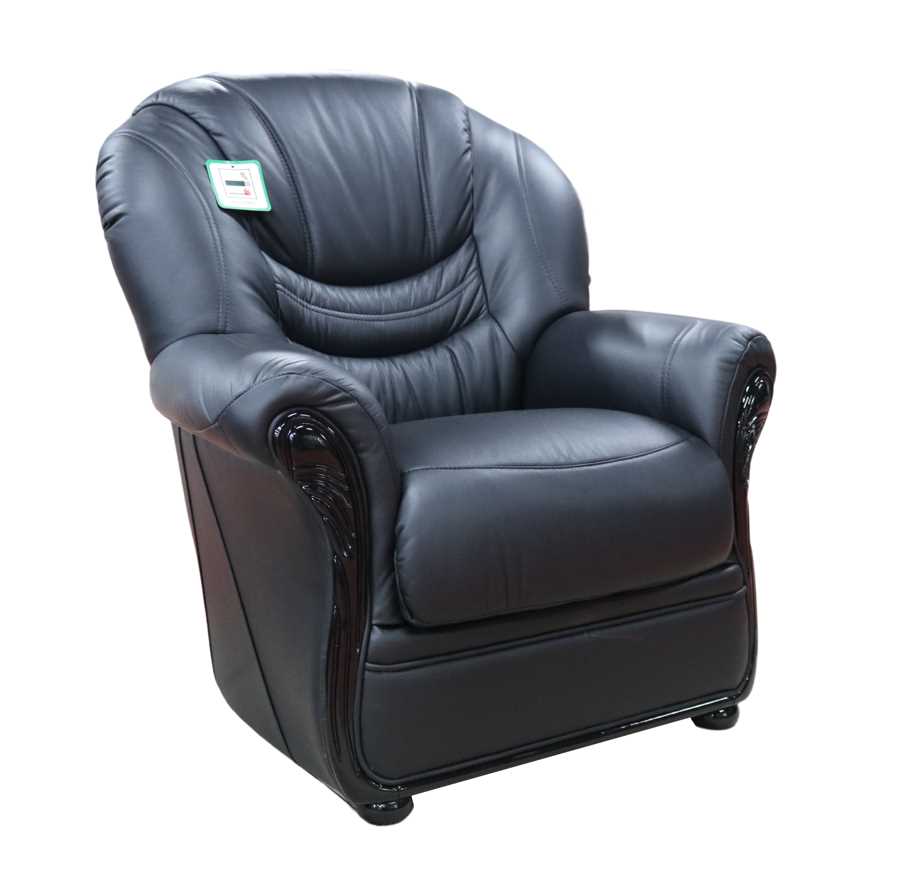 Product photograph of Florence Handmade Genuine Italian Black Leather Sofa Armchair In Stock from Chesterfield Sofas.