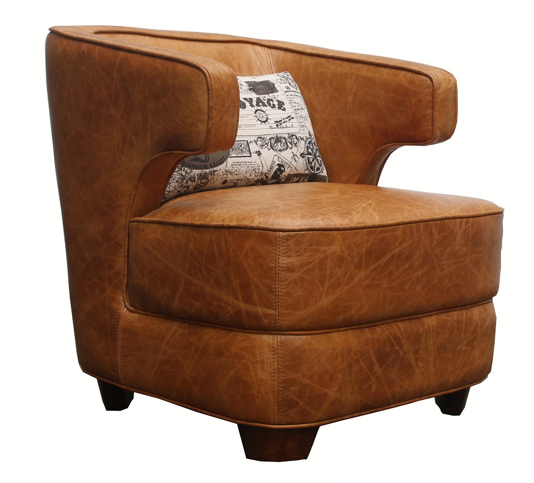 Product photograph of Flynn Handmade Vintage Tub Chair Tan Real Leather from Chesterfield Sofas