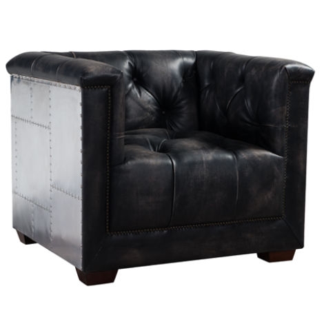 Product photograph of Folkestone Vintage Distressed Leather Aluminium Armchair from Chesterfield Sofas