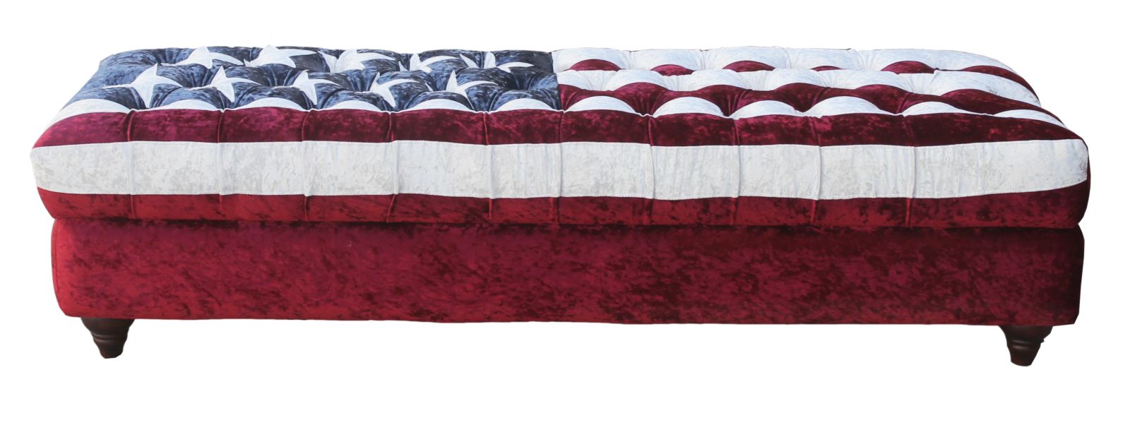 Product photograph of Footstool Chesterfield Ottoman Stars And Stripes Real Velvet from Chesterfield Sofas