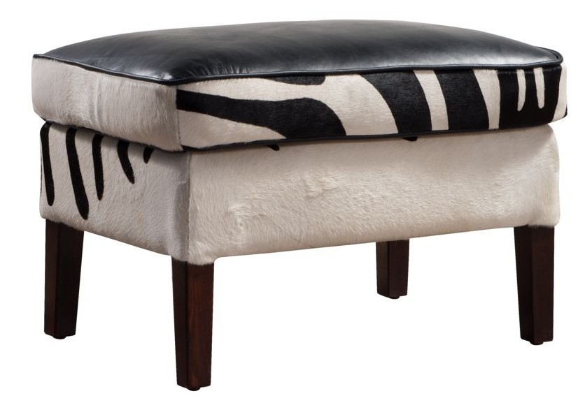Product photograph of Footstool Handmade Brown Zebra Print Real Leather from Chesterfield Sofas.
