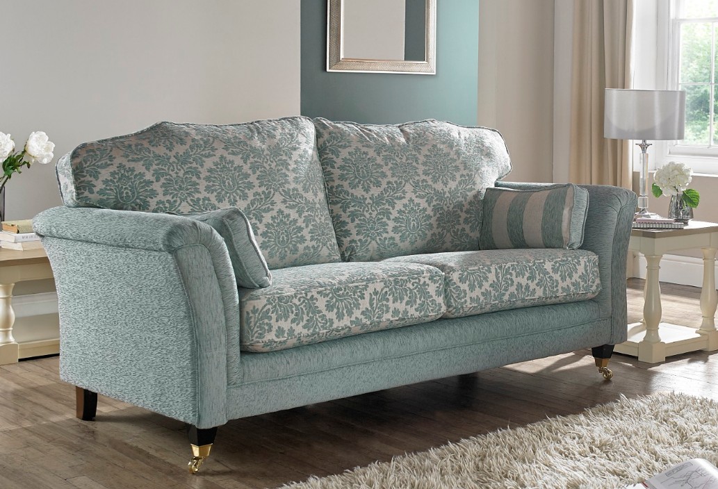 Product photograph of Galaxy Custom Made 3 Seater Sofa Upholstered Cadiz Duck Egg Blue Real Fabric from Chesterfield Sofas