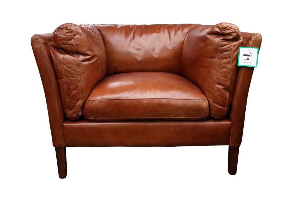 Product photograph of Groucho Custom Made Armchair Vintage Tan Distressed Real Leather from Chesterfield Sofas