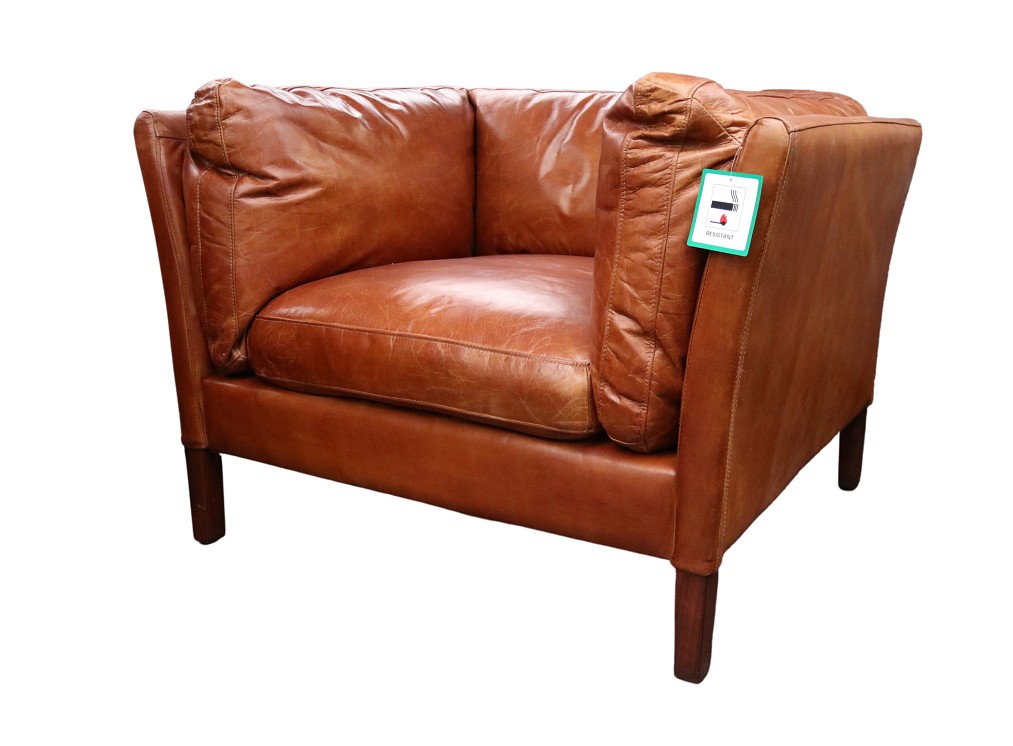Product photograph of Groucho Custom Made Armchair Vintage Tan Distressed Real Leather from Chesterfield Sofas.