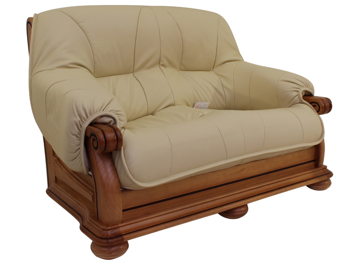 Product photograph of Guadalet Handmade 2 Seater Sofa Oak Wood Italian Hielo Real Leather from Chesterfield Sofas