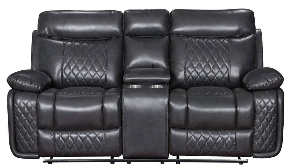 Product photograph of Hampton Original 2 Seater Reclining Sofa With Cupholder Charcoal Grey Leather In Stock from Chesterfield Sofas