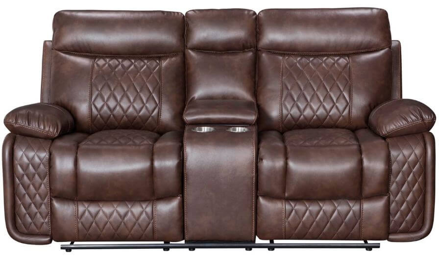 Product photograph of Hampton Original 2 Seater Reclining Sofa With Cupholder Tan Real Leather from Chesterfield Sofas