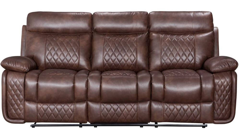 Product photograph of Hampton Original 3 Seater Reclining Sofa Tan Real Leather In Stock from Chesterfield Sofas
